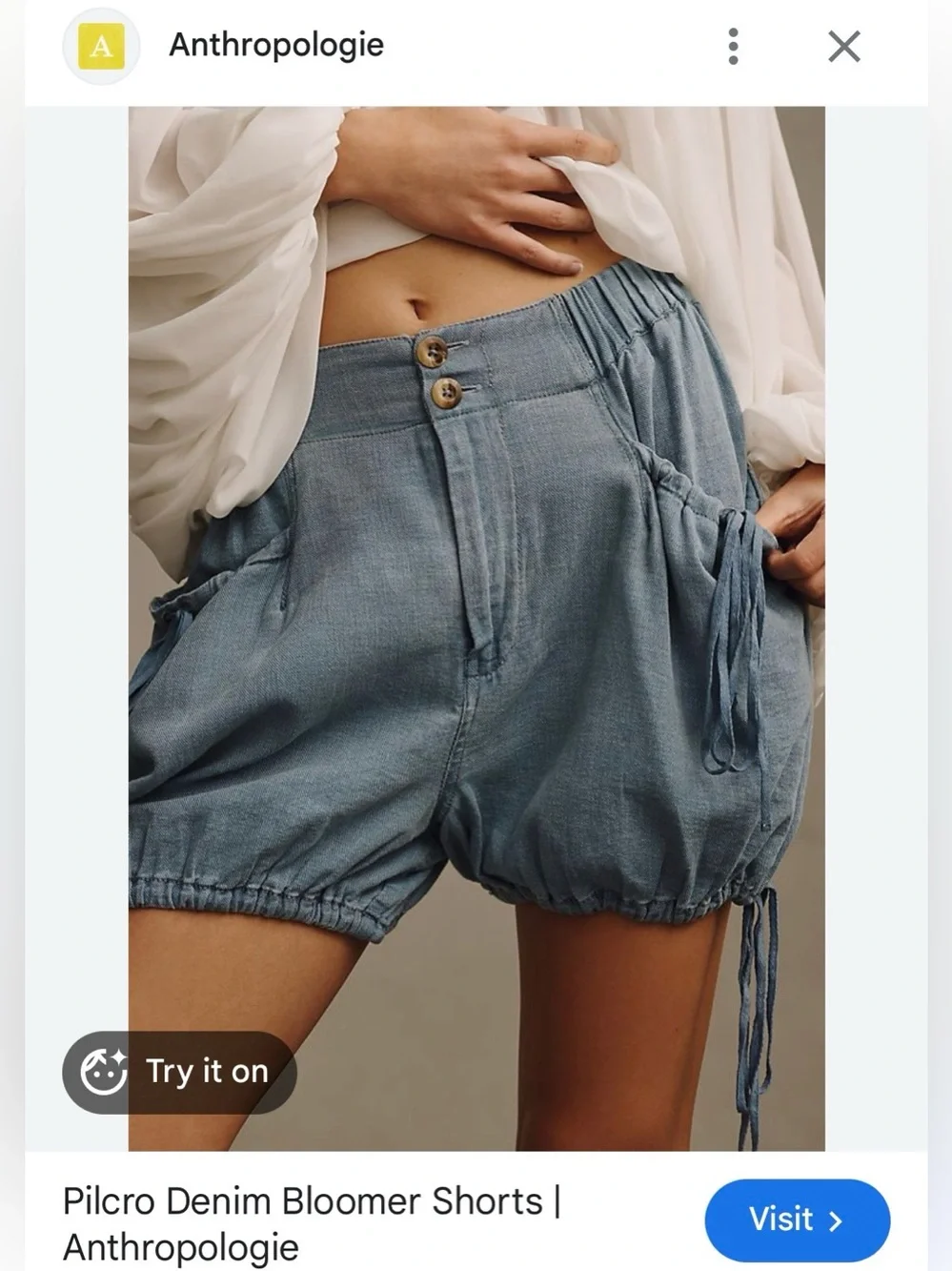 NWT Anthropologie Pilcro Denim Bloomer Shorts — Light Blue- M - Picture 4 of 7